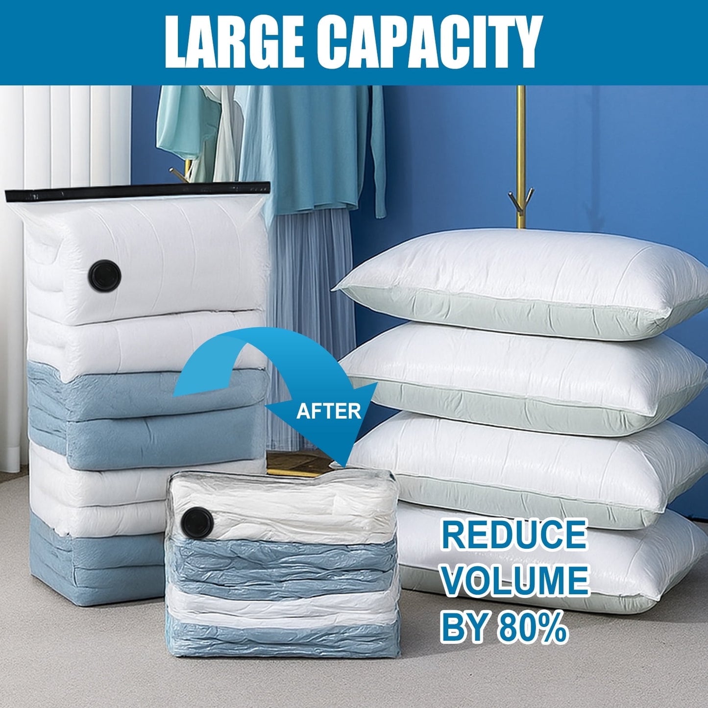 Cubepoint 8 Jumbo Cube Instant Space Saver Storage(27.5 X 12.6 X 39.35 in), Vacuum Storage Bags, Extra Large Vacuum Seal Bags for Clothing