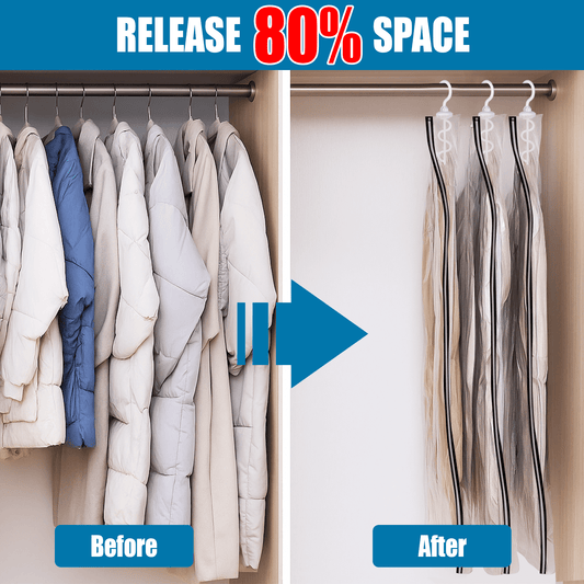 Cubepoint 8 Pack Hanging Vacuum Storage Bags(28 X 47 in), Hanging Vacuum Space Saver Clear Bags for Clothes, Suits, Dress, Jackets