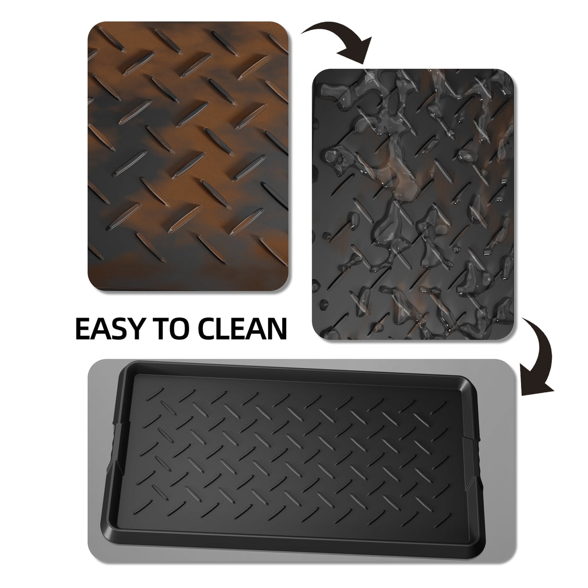 Cubepoint Waterproof Non-Slip Rubber Boot Tray, Large Shoe Trays for Entryway, All-Weather Versatile Boot Mat Tray with Raised Edge, 27.5"x16" Rubber Mat for Shoe Organizer Indoor/Outdoor Use
