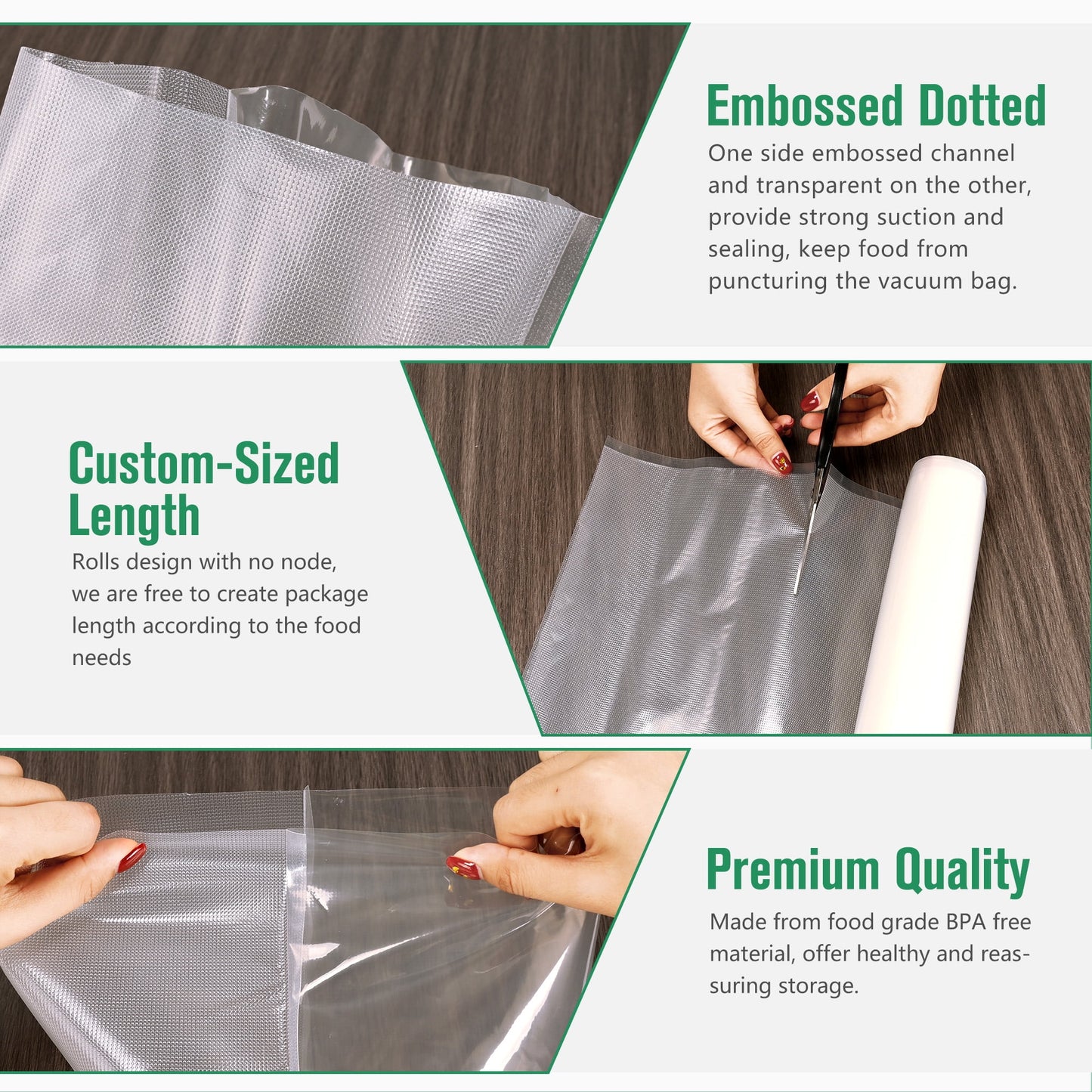 Cubepoint Vacuum Sealer Bags for Food (2Pack 8"x20') Food Saver Bags, Seal a Meal Bags,Food Saver Storage Seal a Meal