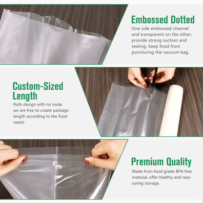 Cubepoint Vacuum Sealer Bags for Food (2Pack 8"x20') Food Saver Bags, Seal a Meal Bags,Food Saver Storage Seal a Meal