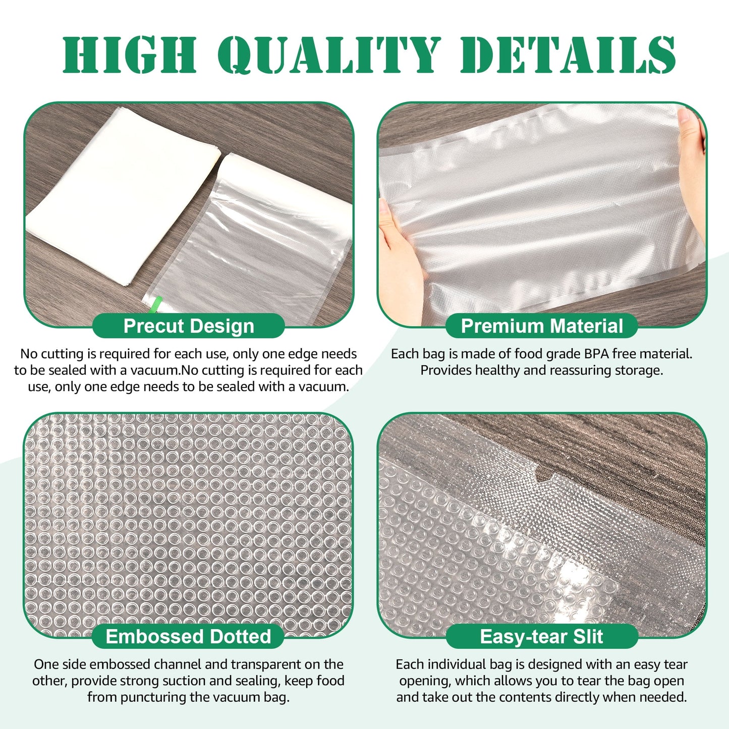 Cubepoint 8"x 12"x150 Vacuum Sealer Bags For Food Saver, Vacuum Seal Food Storage Bags,Pre-cut Seal a Meal Bags