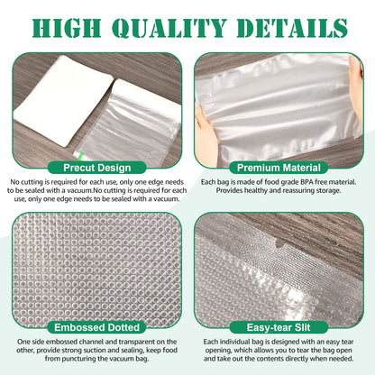Cubepoint 8"x 12"x150 Vacuum Sealer Bags For Food Saver, Vacuum Seal Food Storage Bags,Pre-cut Seal a Meal Bags