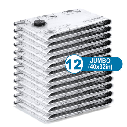 Cubepoint 12 Jumbo Vacuum Storage Bags, Space Saver Bags, Vacuum Bags, Airtight Double Zipper Vacuum Seal Bags for Clothes, Comforters, Blankets