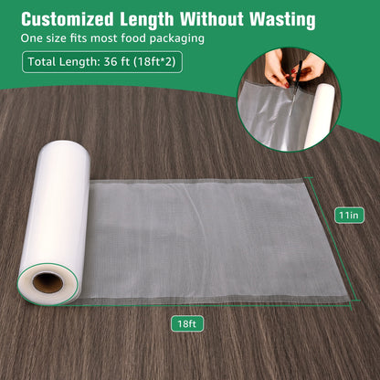 Cubepoint Vacuum Sealer Bags for Food Saver,11"x 18' 2 Rolls Food Saver Bags for Sealer,Vacuum Seal Bags for Food