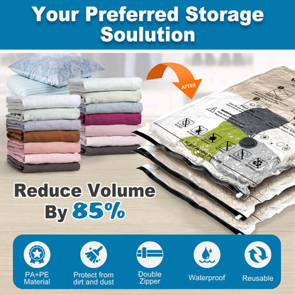 Cubepoint 15 Pack Space Bags Vacuum Storage Bags,1 X-Jumbo 2 Jumbo 5 Large 2 Medium 2 Small Vacuum Seal Bags for Clothes,Save Space for Comforters, Blanket Storage