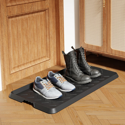 Cubepoint Waterproof Non-Slip Rubber Boot Tray, Large Shoe Trays for Entryway, All-Weather Versatile Boot Mat Tray with Raised Edge, 27.5"x16" Rubber Mat for Shoe Organizer Indoor/Outdoor Use