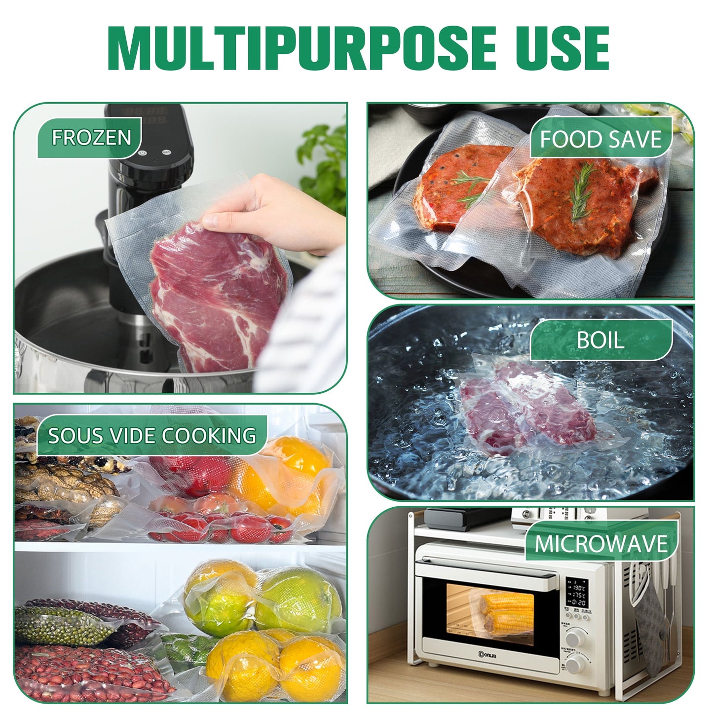 Cubepoint 3 Rolls (8" x 20') and 2 Rolls (11" x 20') Vacuum Sealer Bags,Vacuum seal Bags,Vacuum Sealer Rolls,Seal a Meal Bags
