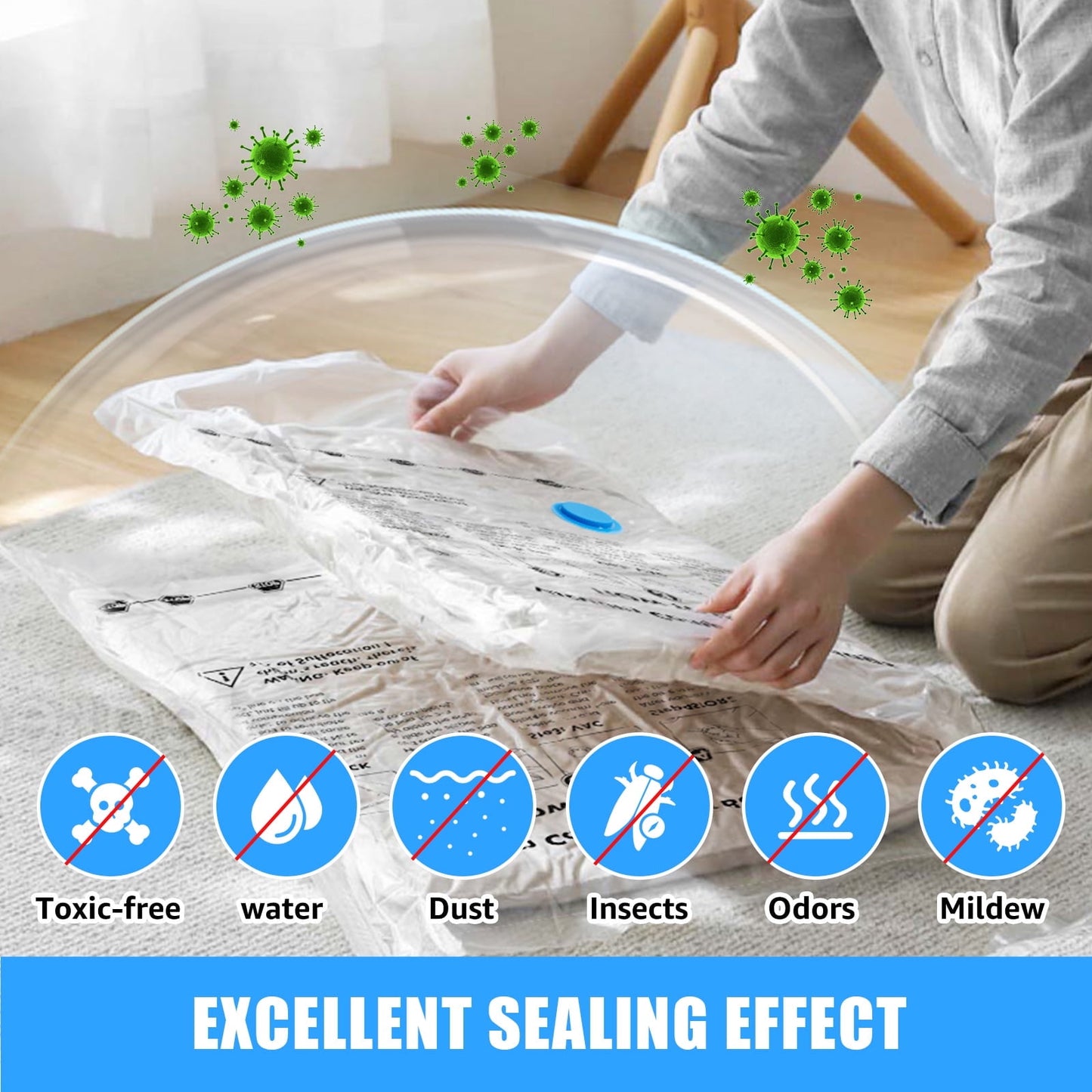 Cubepoint 25 Pack Space Bags Vacuum Storage Bags,5 Jumbo 5 Large 5 Medium 5 Small 5 Roll up Bags Space Saver Bags for Travel, Vacuum Bags for Clothes, Quilts, Pillows, Comforters