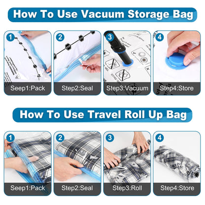 Cubepoint 12 Jumbo Vacuum Storage Bags, Space Saver Bags, Vacuum Bags, Airtight Double Zipper Vacuum Seal Bags for Clothes, Comforters, Blankets