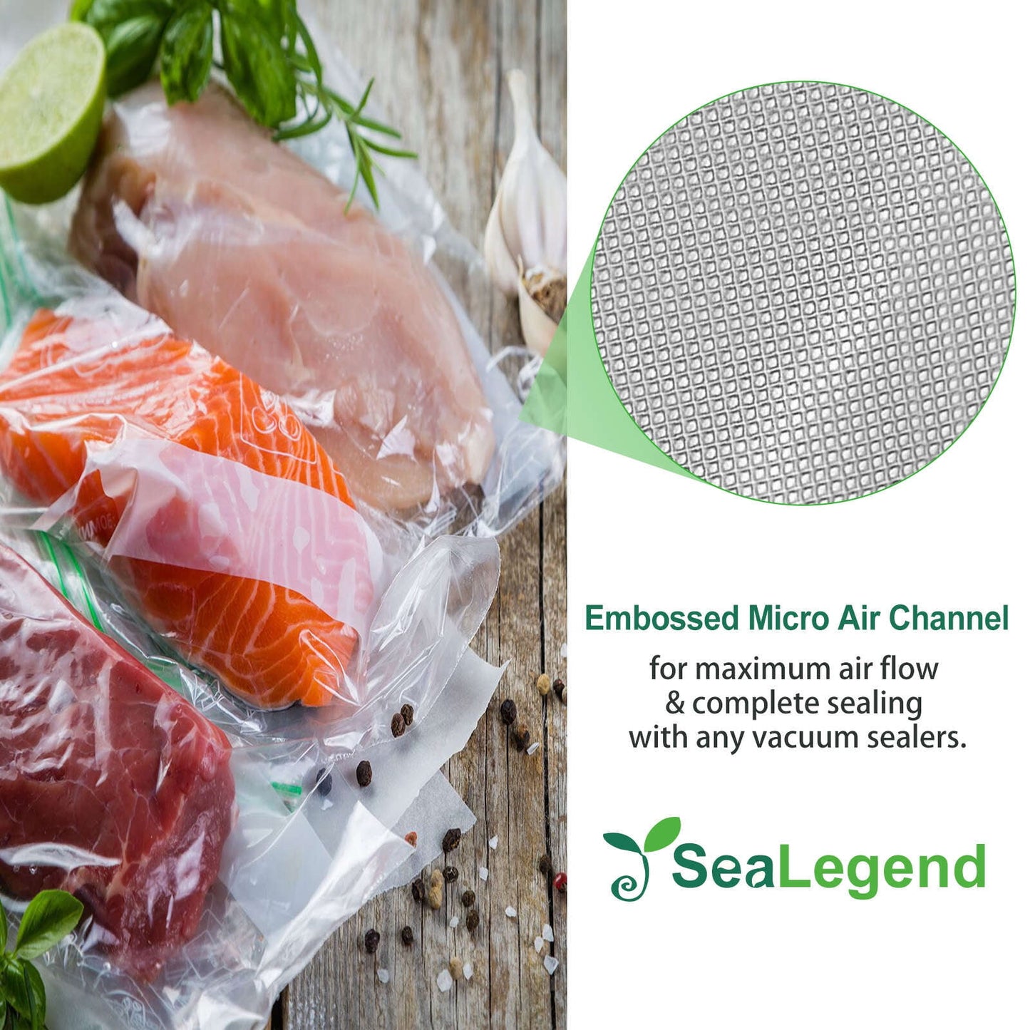 Cubepoint Vacuum Sealer Bags for Food Saver,11"x 18' 2 Rolls Food Saver Bags for Sealer,Vacuum Seal Bags for Food