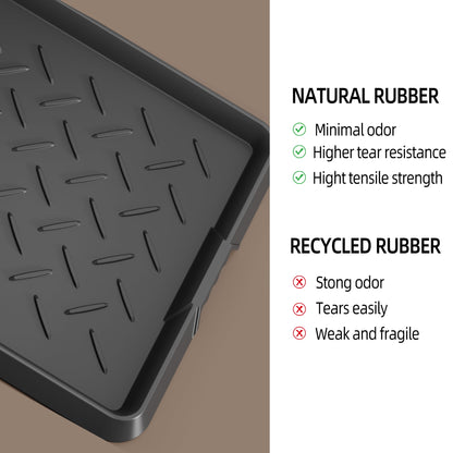Cubepoint 2PCS Large Rubber Boot Tray, Waterproof Non-Slip Doormat for Entryway, All-Weather Versatile Pet Food Mats Tray with Raised Edge, 27.5"x16" Boot Mat Tray for Shoe Organizer Indoor/Outdoor