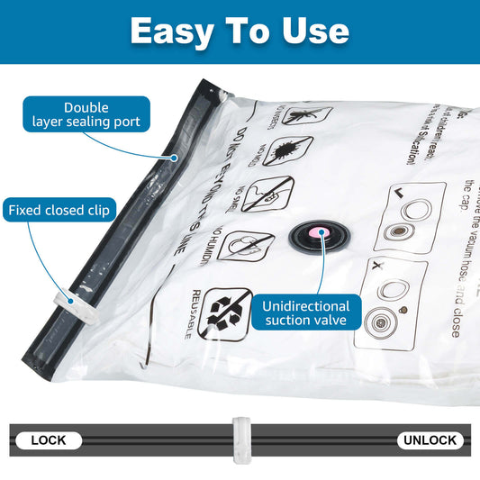 Cubepoint 10 Pack Vacuum Storage Bags with Electric Pump, 10 Large Space Saver Bags, Airtight Vacuum Sealed Bags for Clothes, Comforters, Blankets