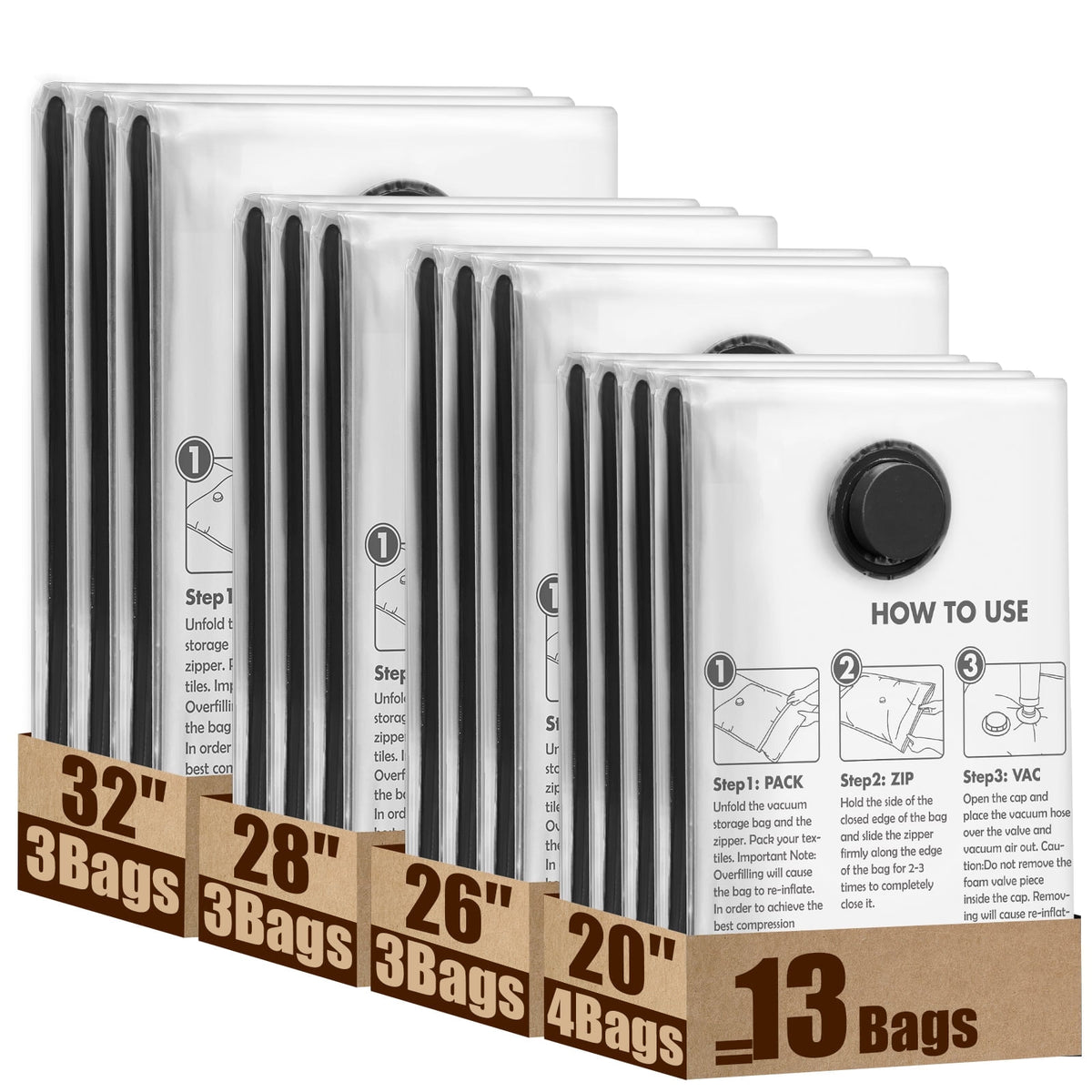 Cubepoint 13 Bags Thick Vacuum Storage Bags, Reusable 3 Jumbo 3 Large 3 Medium 4 Small Vacuum Seal Bags for Travel, Travel Vacuum Bags for Clothing, Comforters, Blankets