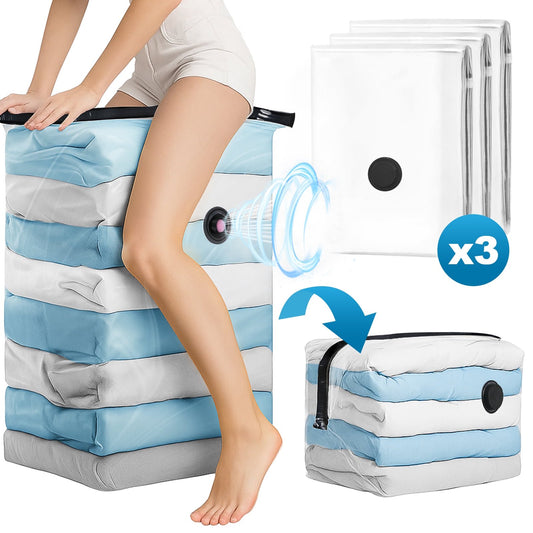 Cubepoint 3 Jumbo Cube Instant Space Saver Storage(27.5 X 12.6 X 39.35 in), Jumbo Vacuum Storage Bags, Clothes Storage Cubes, Extra Large Vacuum Seal Bags for Bedding, Blankets, Comforters