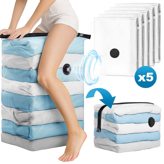 Cubepoint 5 Jumbo Cube Instant Space Saver Storage(27.5 X 12.6 X 39.35 in), Jumbo Vacuum Storage Bags, Clothes Storage Cubes, Extra Large Vacuum Seal Bags for Bedding, Blankets, Comforters