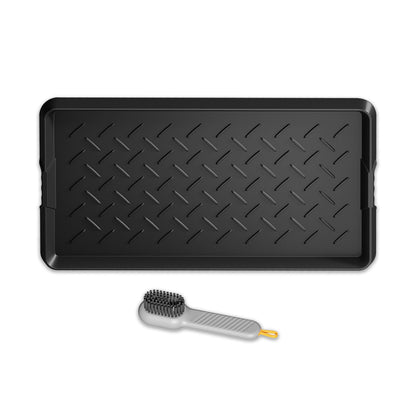 Cubepoint Waterproof Non-Slip Rubber Boot Tray, Large Shoe Trays for Entryway, All-Weather Versatile Boot Mat Tray with Raised Edge, 27.5"x16" Rubber Mat for Shoe Organizer Indoor/Outdoor Use