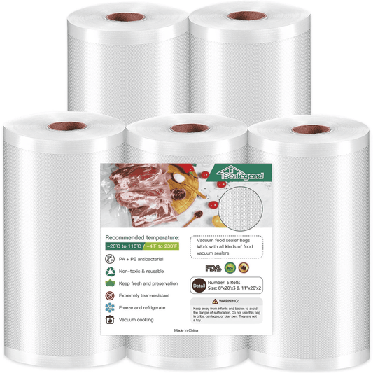 Cubepoint 3 Rolls (8" x 20') and 2 Rolls (11" x 20') Vacuum Sealer Bags,Vacuum seal Bags,Vacuum Sealer Rolls,Seal a Meal Bags