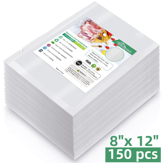 Cubepoint 8"x 12"x150 Vacuum Sealer Bags For Food Saver, Vacuum Seal Food Storage Bags,Pre-cut Seal a Meal Bags
