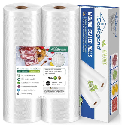 Cubepoint Vacuum Sealer Bags for Food Saver,11"x 18' 2 Rolls Food Saver Bags for Sealer,Vacuum Seal Bags for Food