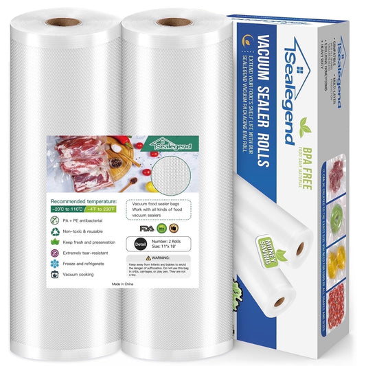 Cubepoint Vacuum Sealer Bags for Food Saver,11"x 18' 2 Rolls Food Saver Bags for Sealer,Vacuum Seal Bags for Food