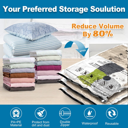 Cubepoint 45 Pack Vacuum Storage Bags Space Saver Bags (5 X-Jumbo/10 Jumbo/10 Large/10 Medium/10 Small) Compression for Comforters and Blankets Sealer Clothes Storage