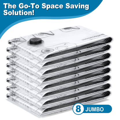 Cubepoint 8 Jumbo Vacuum Storage Bags, Space Saver Bags, Clothes Storage Bags, Airtight Vacuum Sealed Bags for Clothes, Comforters, Blankets