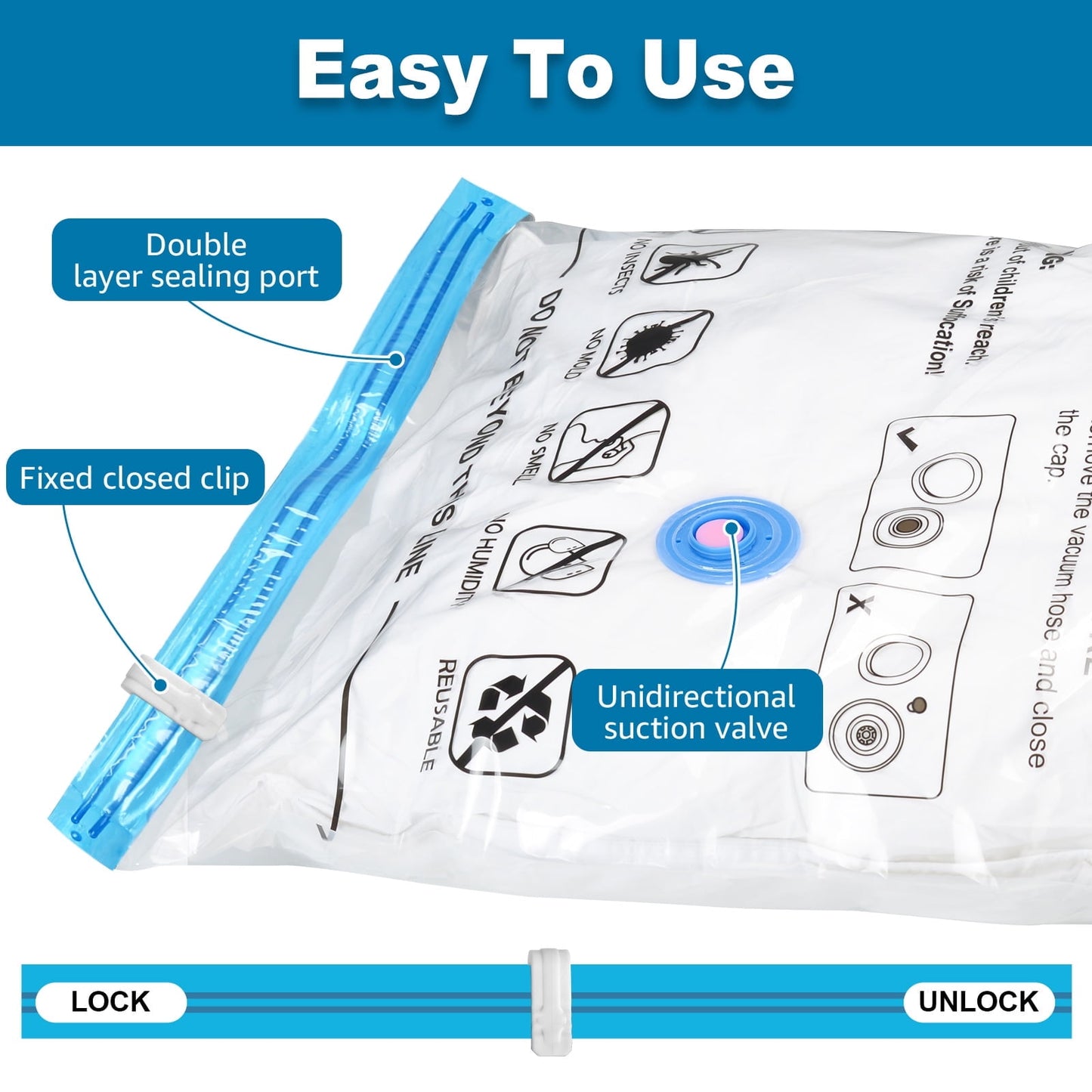 Cubepoint 25 Pack Space Bags Vacuum Storage Bags,5 Jumbo 5 Large 5 Medium 5 Small 5 Roll up Bags Space Saver Bags for Travel, Vacuum Bags for Clothes, Quilts, Pillows, Comforters