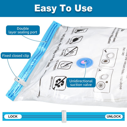 Cubepoint 25 Pack Space Bags Vacuum Storage Bags,5 Jumbo 5 Large 5 Medium 5 Small 5 Roll up Bags Space Saver Bags for Travel, Vacuum Bags for Clothes, Quilts, Pillows, Comforters