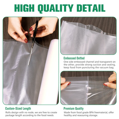 Cubepoint 3 Rolls (8" x 20') and 2 Rolls (11" x 20') Vacuum Sealer Bags,Vacuum seal Bags,Vacuum Sealer Rolls,Seal a Meal Bags